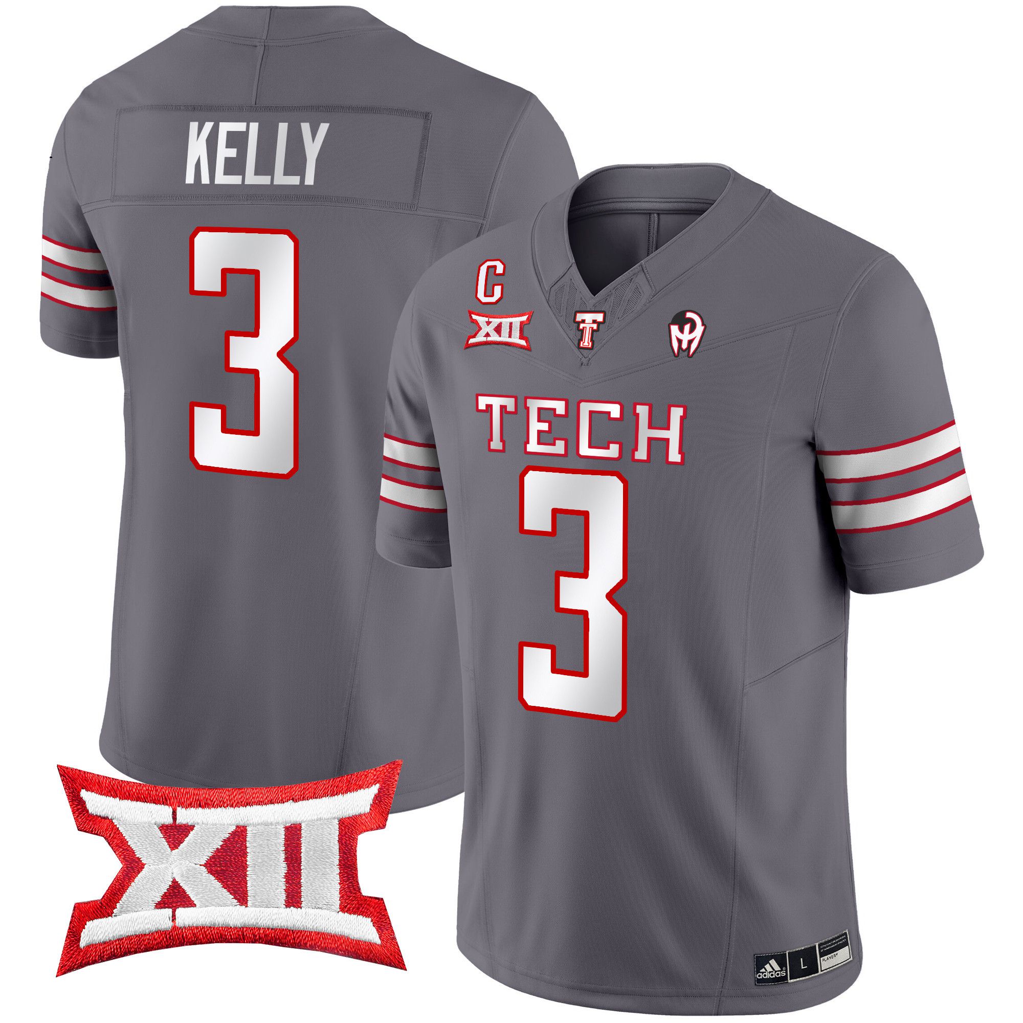 Men Texas Tech Red Raiders #3 Kelly Grey 2024 Patrick Mahomes Symbol Vapor Limited NCAA Jersey